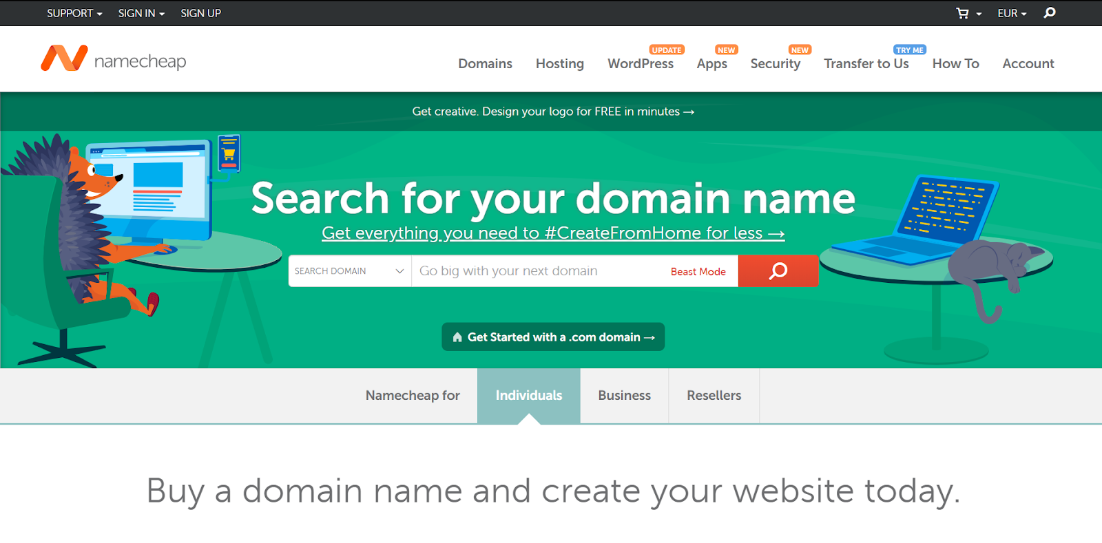 Namecheap, plataforma para comprar dominios. 