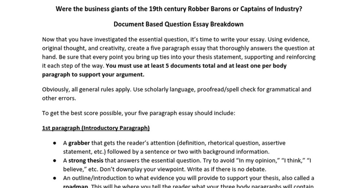 Essay On Robber Barons