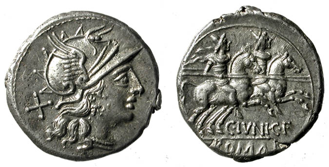 Denario. C. IVNI. C. F. Roma. 149 a.C.