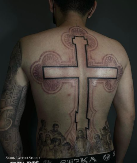Cross and Jesus Tattoo Full Back