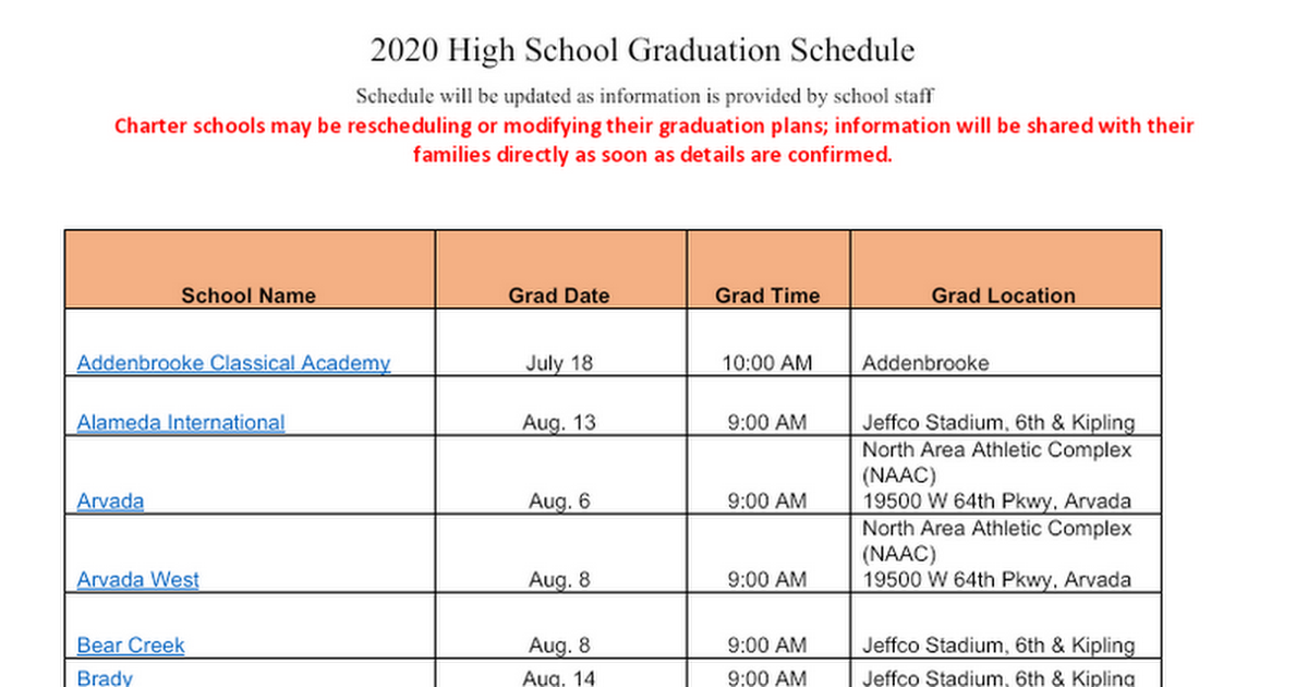 2020 Graduation Schedule.docx - Google Drive