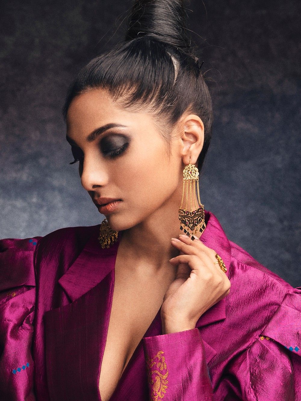 the loom - Gold Plated Pink Handcrafted Silver Earrings