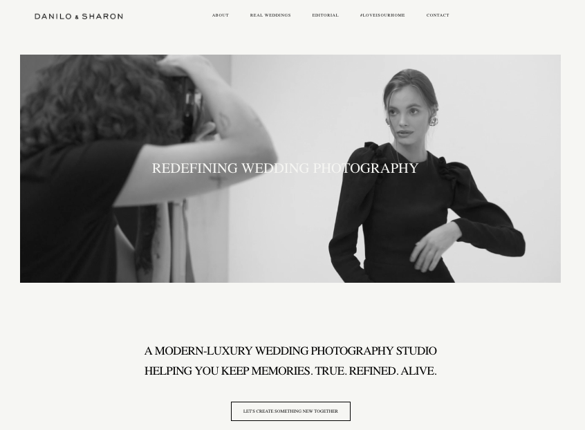 Screenshot of photography website design for Danilo & Sharon