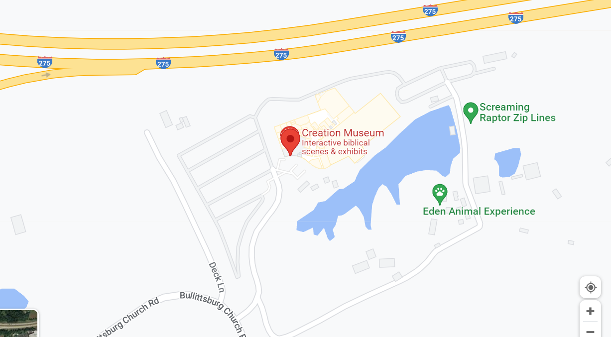 the Creation Museum map