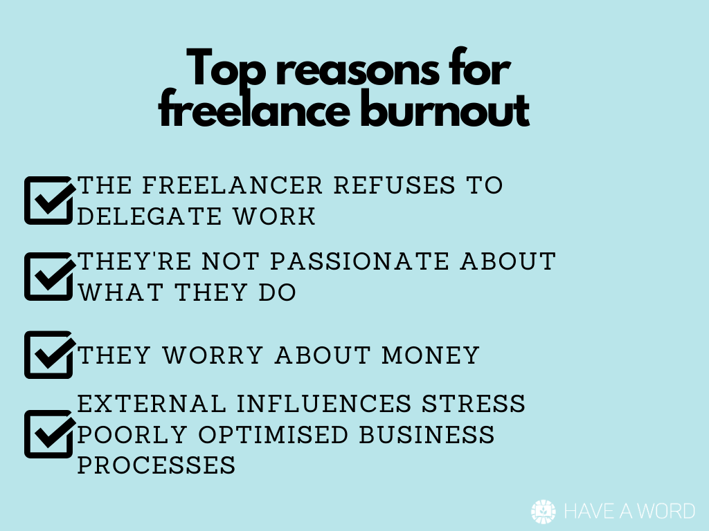 top reasons for freelance burnout