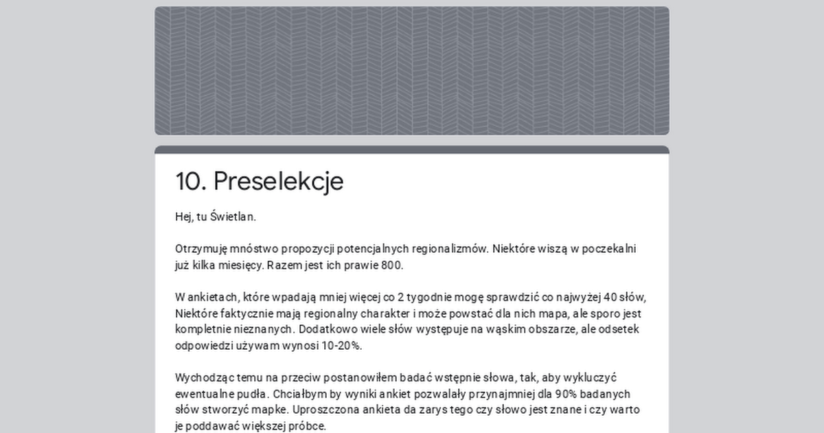 10. Preselekcje