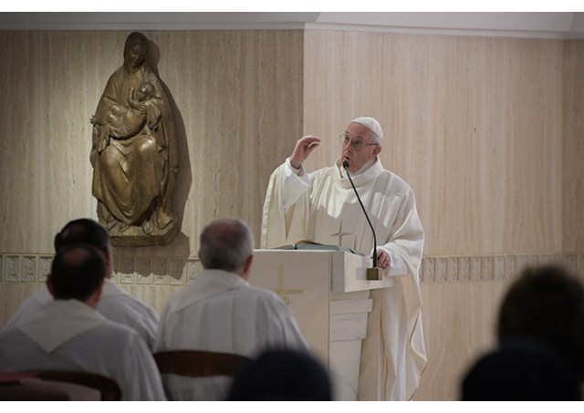 Pope Francis celebrates Mass at Casa Santa Marta