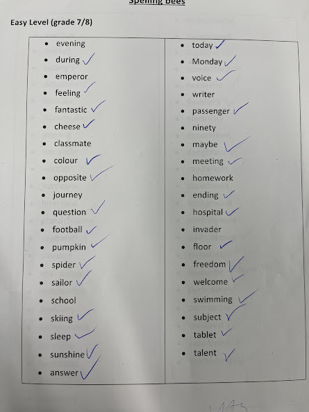 Spelling Bee Word List