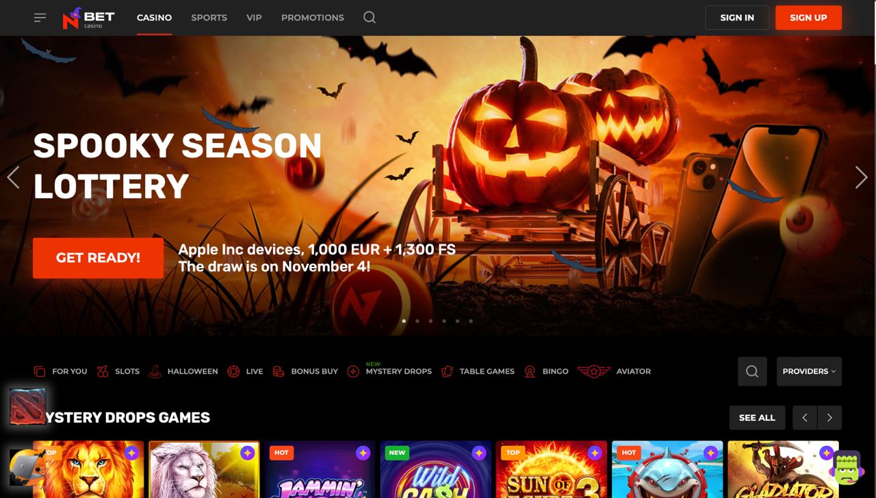 N1Bet Casino main page