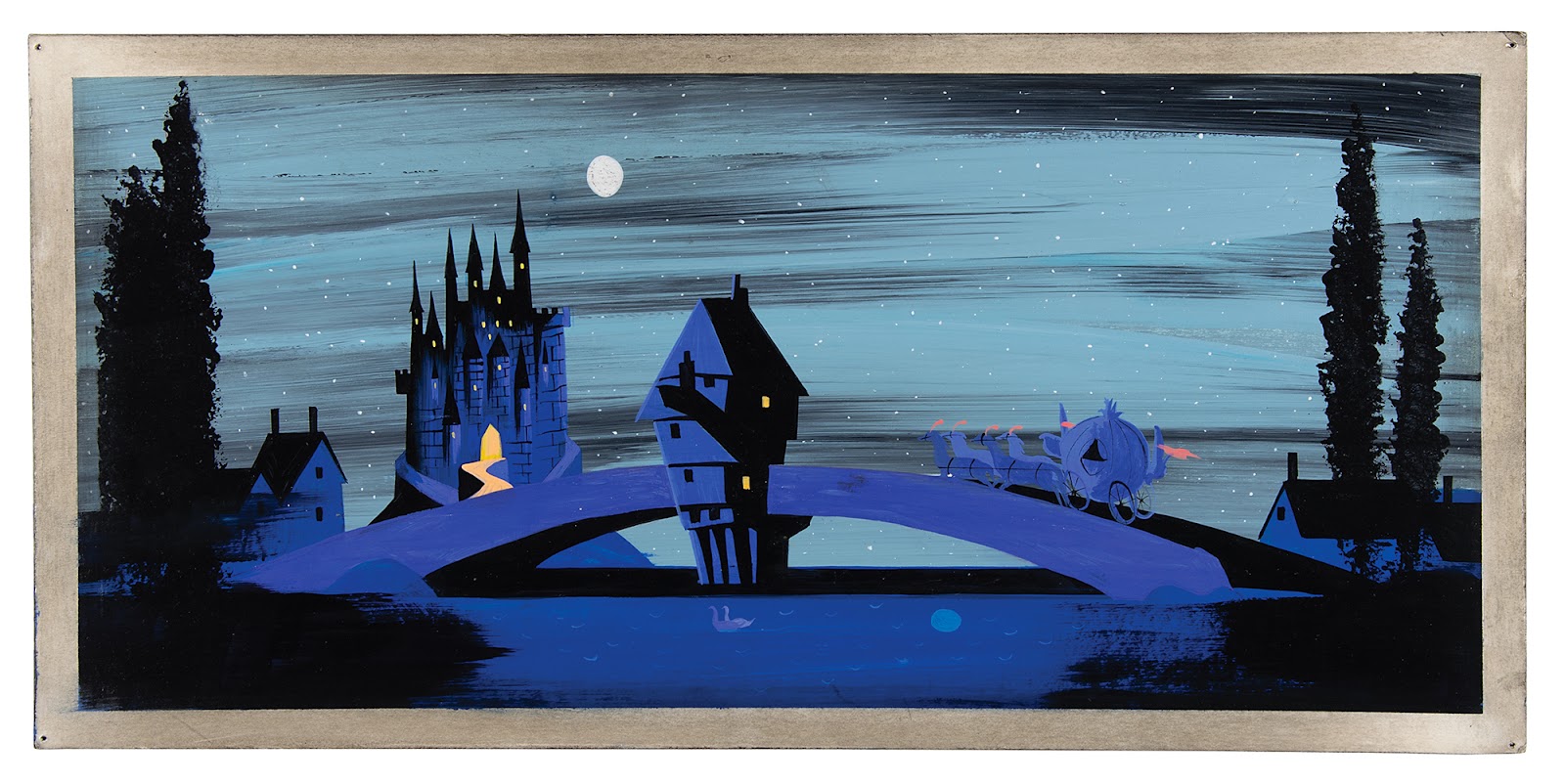 Mary Blair’s rendering of Cinderella’s carriage dashing to the ball under a starry sky sold for $20,354 at RR Auction.