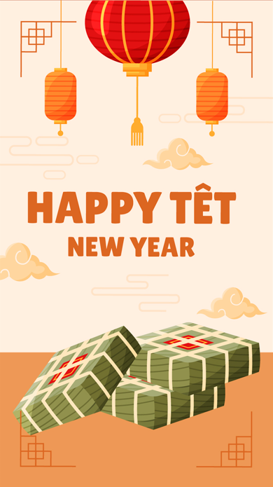 Mẫu thiết kế Happy New Year : Tạo không khí mùa xuân rộn ràng