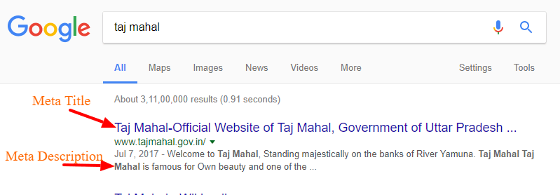 example of meta title and meta description