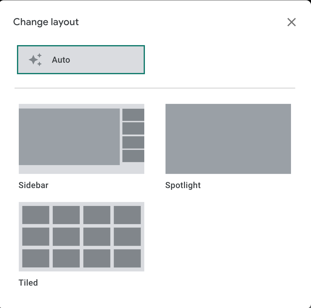 layout options for google meets