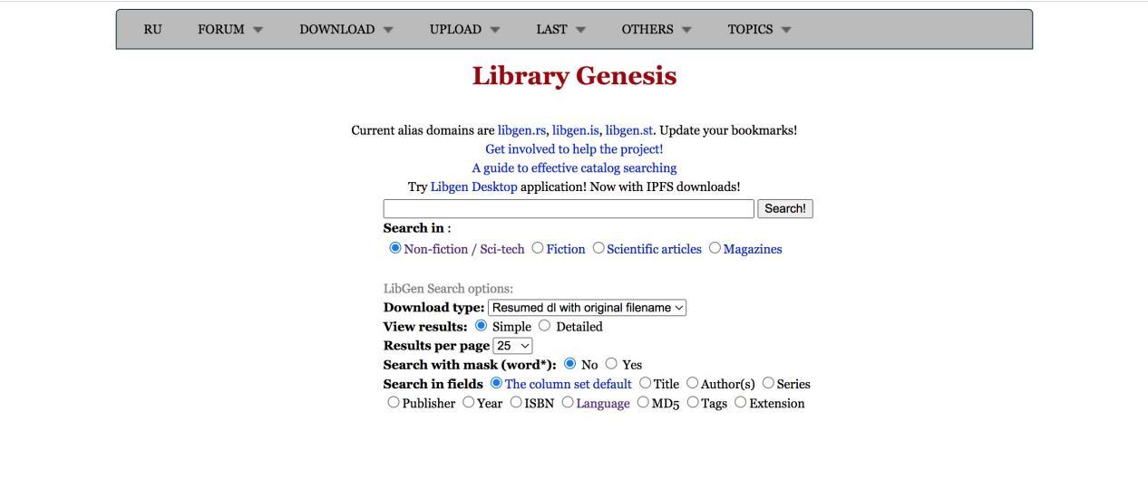 Library Genesis Homepage