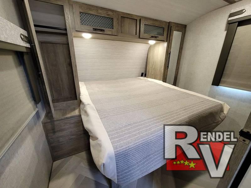 Bedroom in the Forest River Salem Hemisphere Hyper-Lyte travel trailer