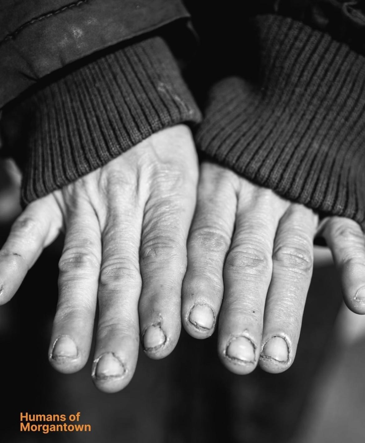 black and white picture of hands