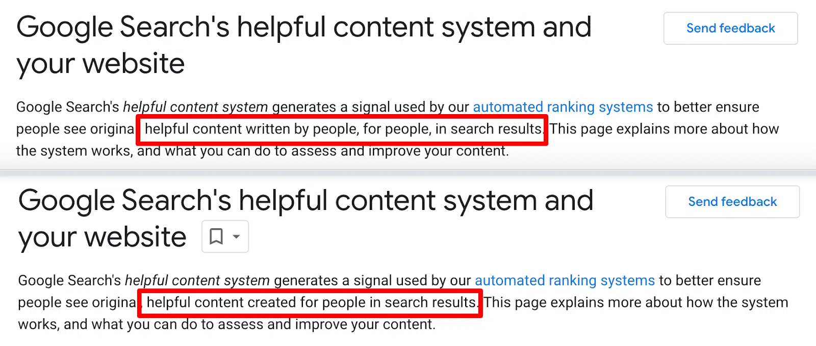 Google Helpful Content Update before and after the AI-Generated Content guidelines