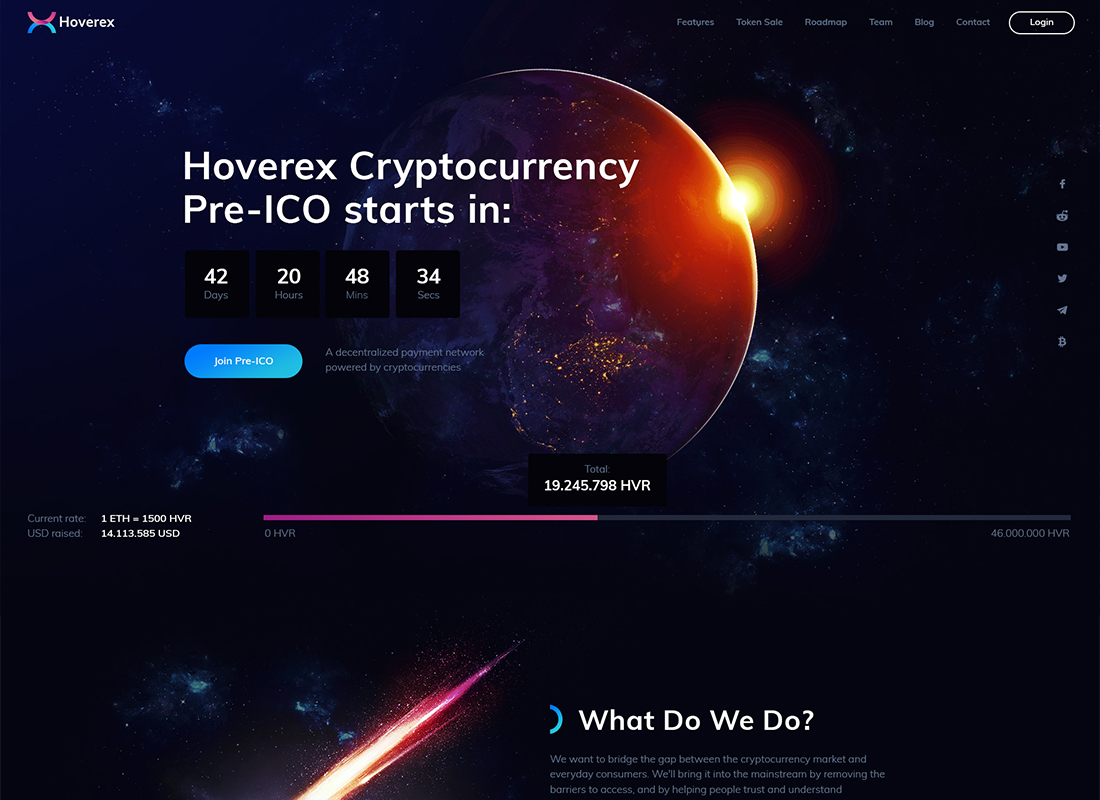 Hoverex - Tema WordPress para criptomonedas e ICO + español