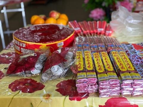 A picture containing food, table, indoor, cake

Description automatically generated