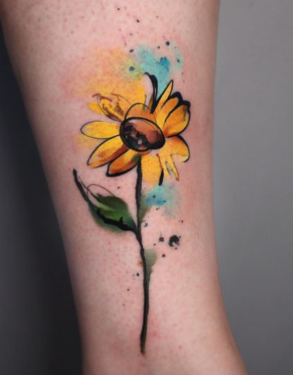 Colorful Sunflower Tattoo