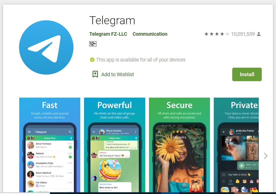 Telegram application 