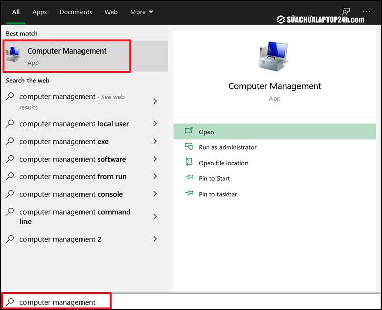 Truy cập Computer Management