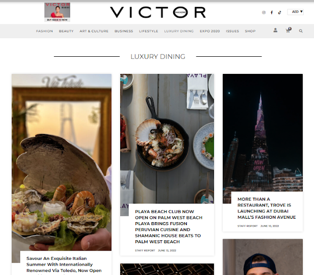 The Victor Magazine Luxury Dining Page Screeshot