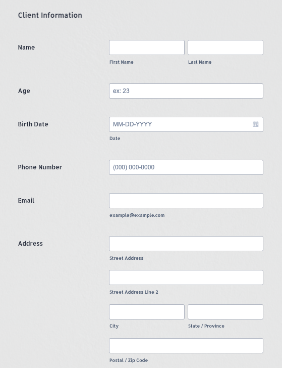 client information form