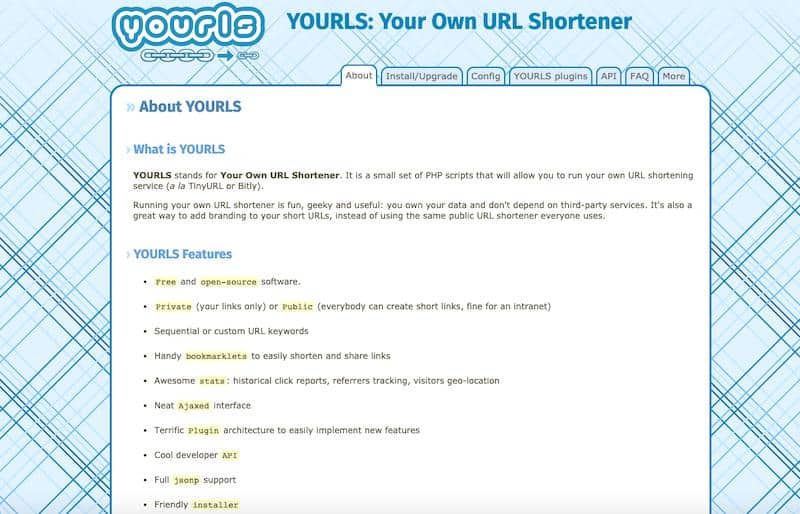 Yourls - Gratis Link Shortener