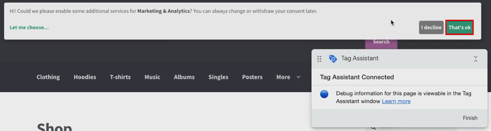 Modifying cookie settings from the cookie consent banner