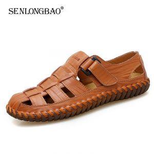 Brand New Summer Men Sandals Leisure Beach Men Shoes High Quality Genuine Leather Sandals Fashion Men's Sandals Big size 38-47