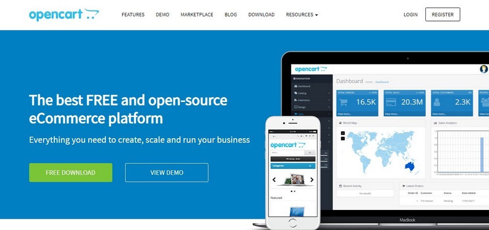 OpenCart homepage