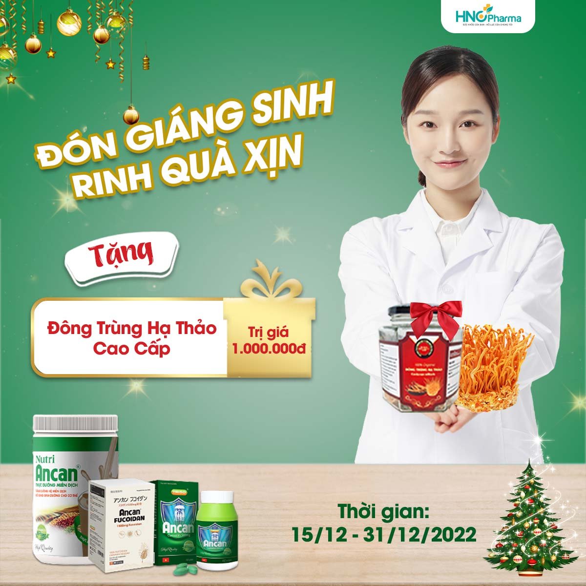 Đón Noel, chào Năm Mới nhãn hàng Nutri Ancan Fucoidan tặng Đông Trùng Hạ Thảo Cao Cấp