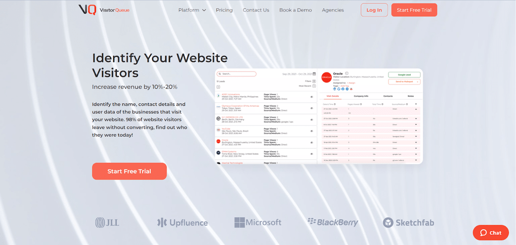 identify website visitors with Visitor Queue