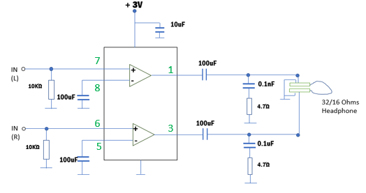 TDA2822 Circuit in Portable Players