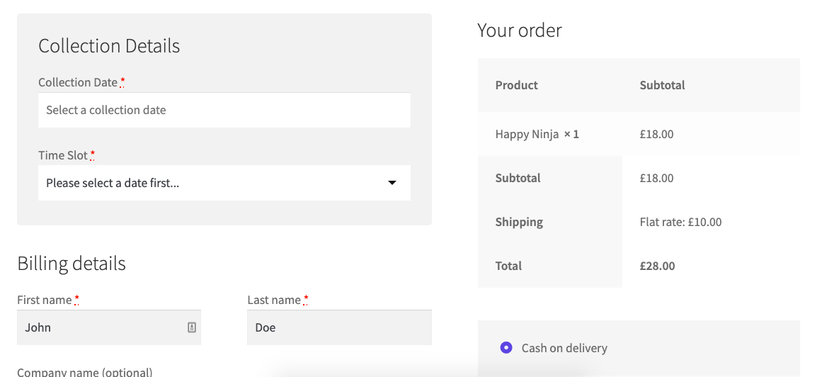 WooCommerce pickup at checkout