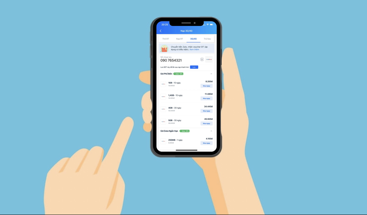Hướng dẫn nạp 3G MobiFone qua ứng dụng ZaloPay