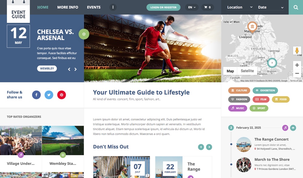 Guia do evento Tema WordPress