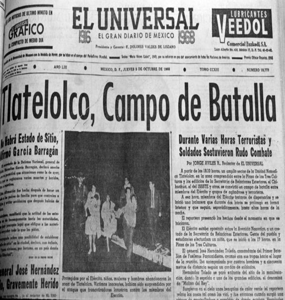 Resultado de imagen para periodicos del  2 de octubre de 1968