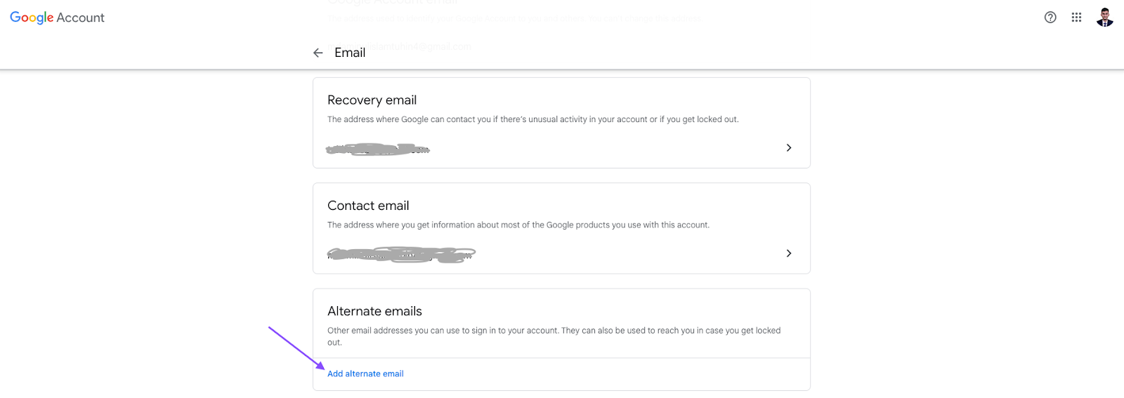 change gmail profile picture of custom email - add alternate email