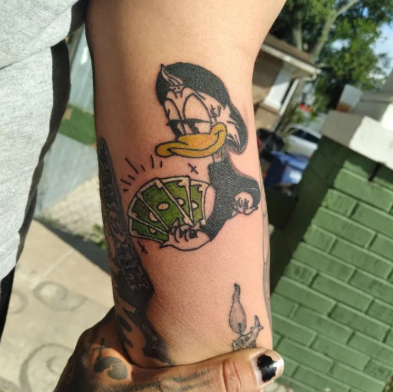Donald Duck And Money Tattoo