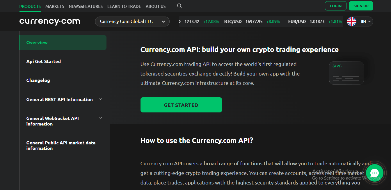 how currency.com API works