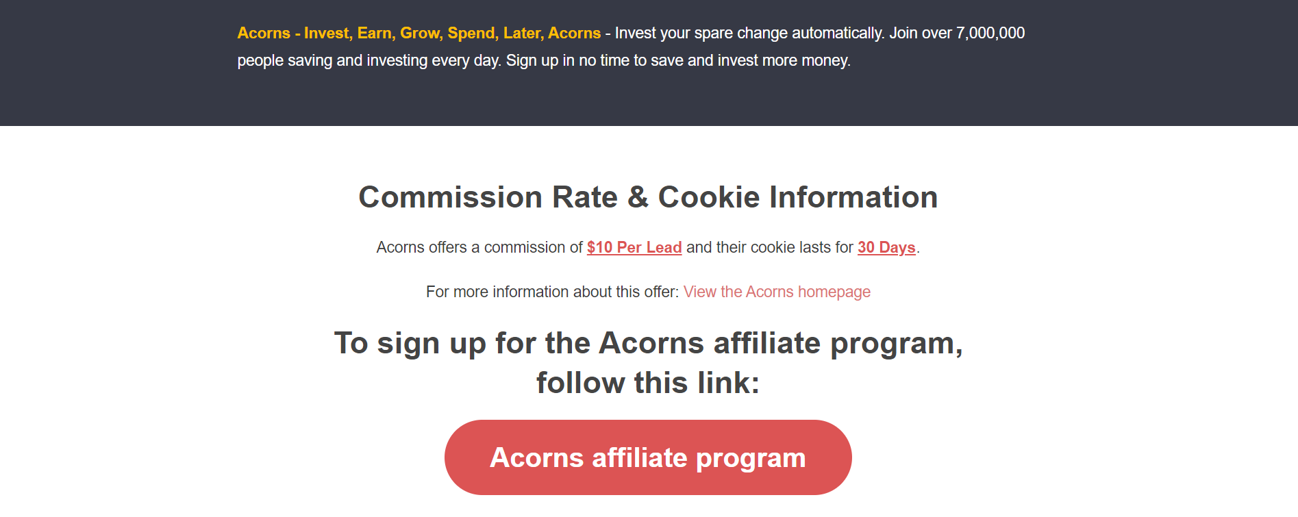 Acorns affiliate program