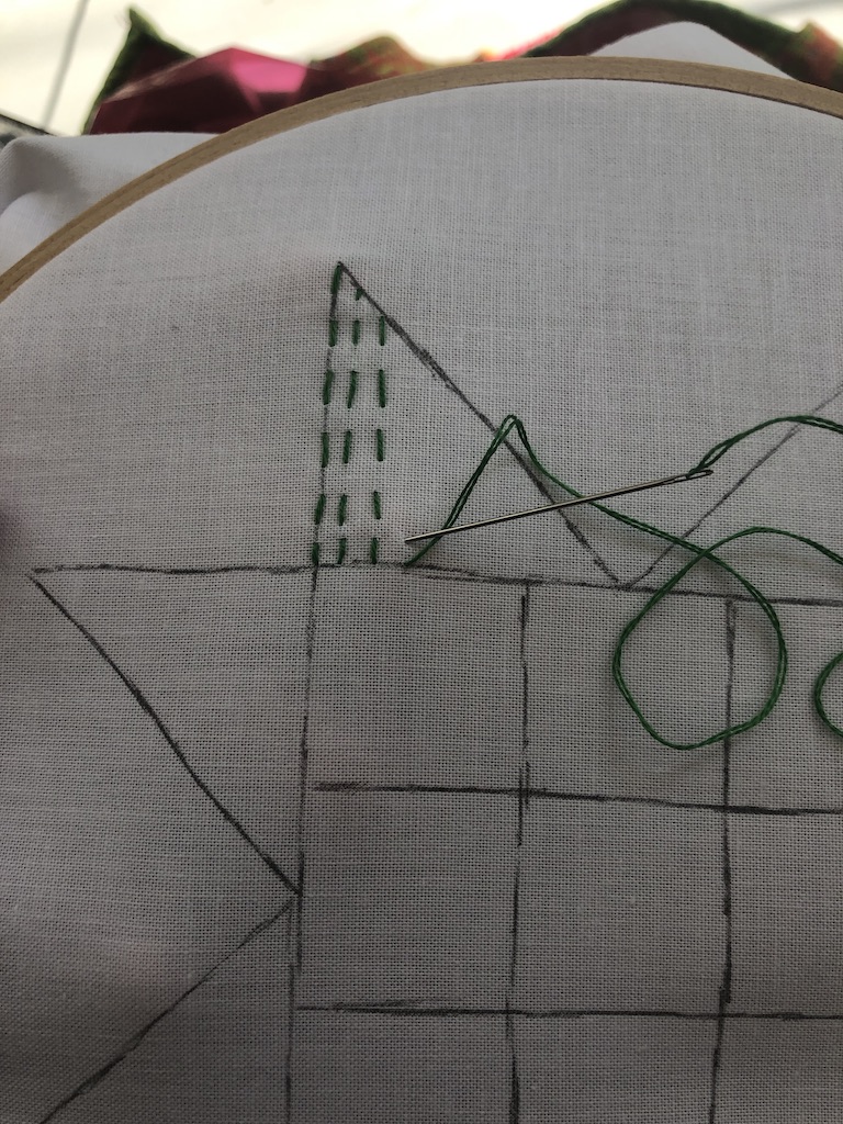 Stitching the quilt's design 