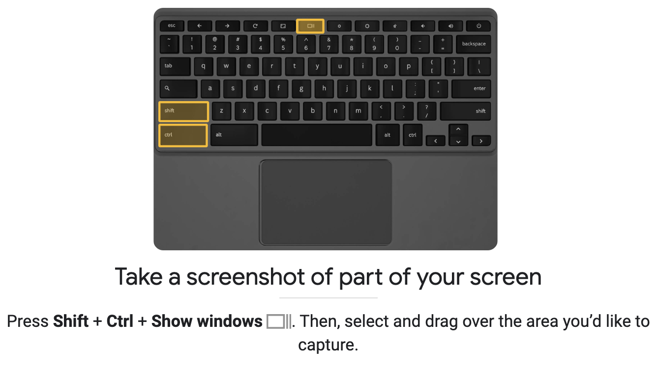 Take a screenshot of part of your screen with shift, control, and show windows.