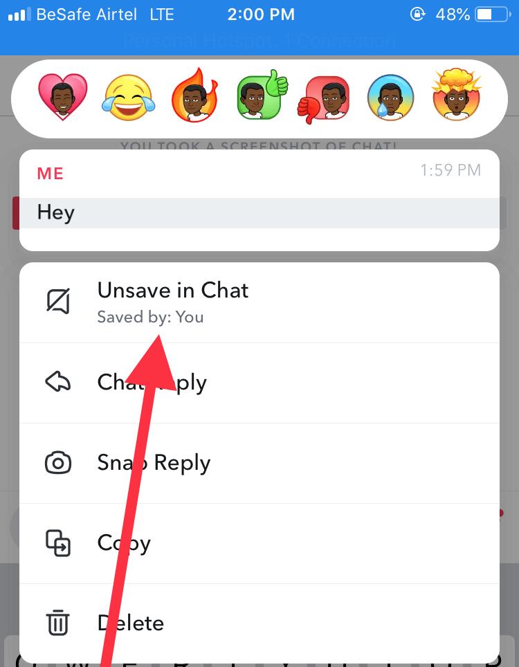 Delete Snapchat Messages Saved by Others step 2