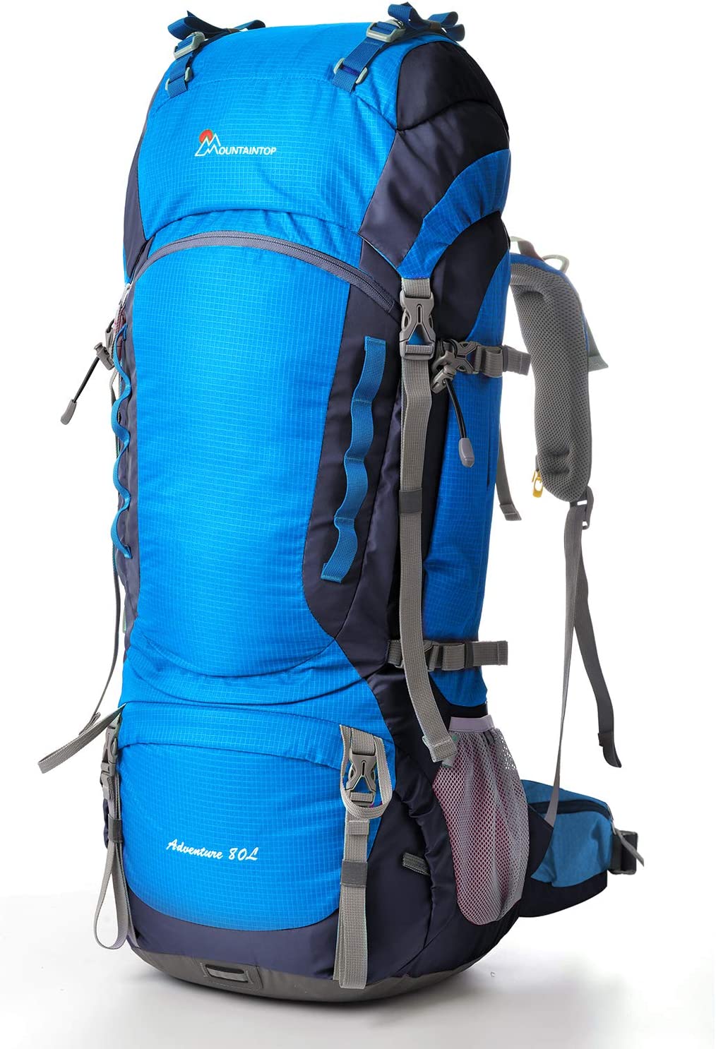 MOUNTAINTOP 80L Internal Frame Hiking Backpack For Man ＆ Women Backpacking  With Rain Cover Blue タープ