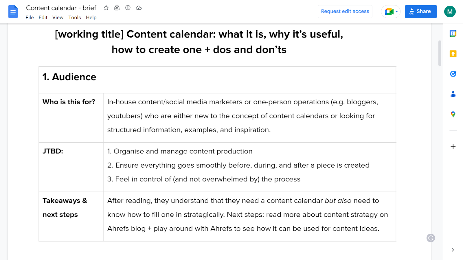 Fio’s Content Brief Template