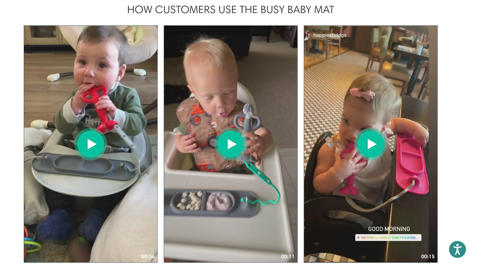 Busy Baby Mat product page with videos