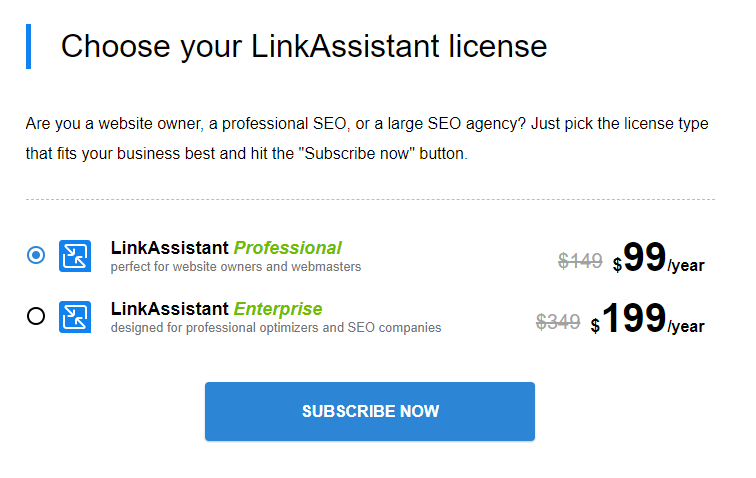 link assistant pricing